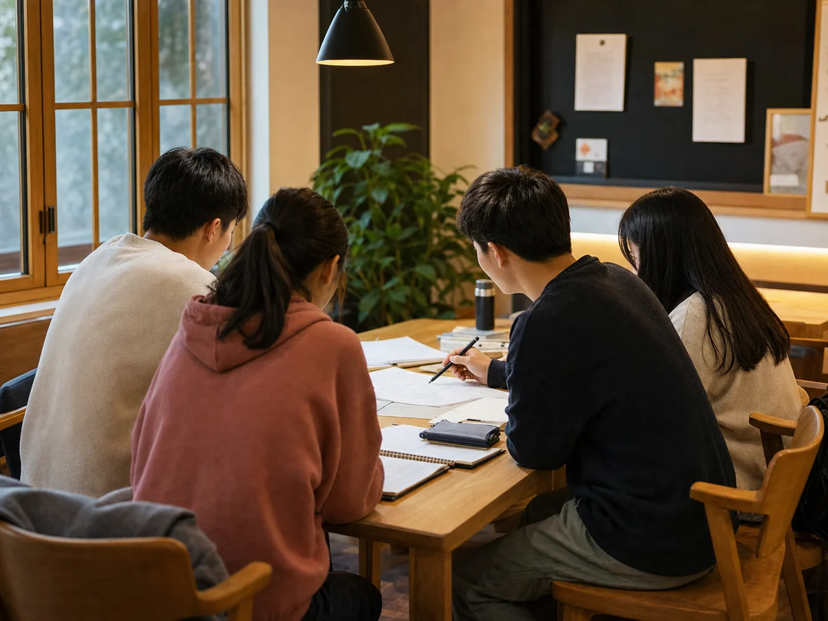 同学们围坐交流讨论